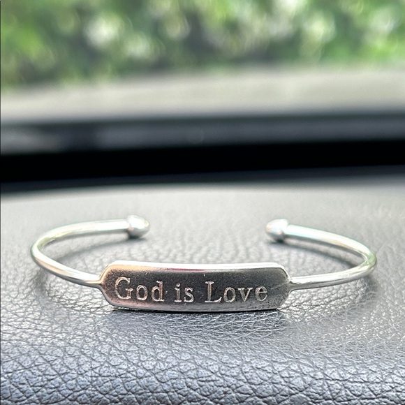 Stella & Dot Jewelry - Stella & Dot Sterling Silver 'God is Love' Inspirational Cuff Bracelet